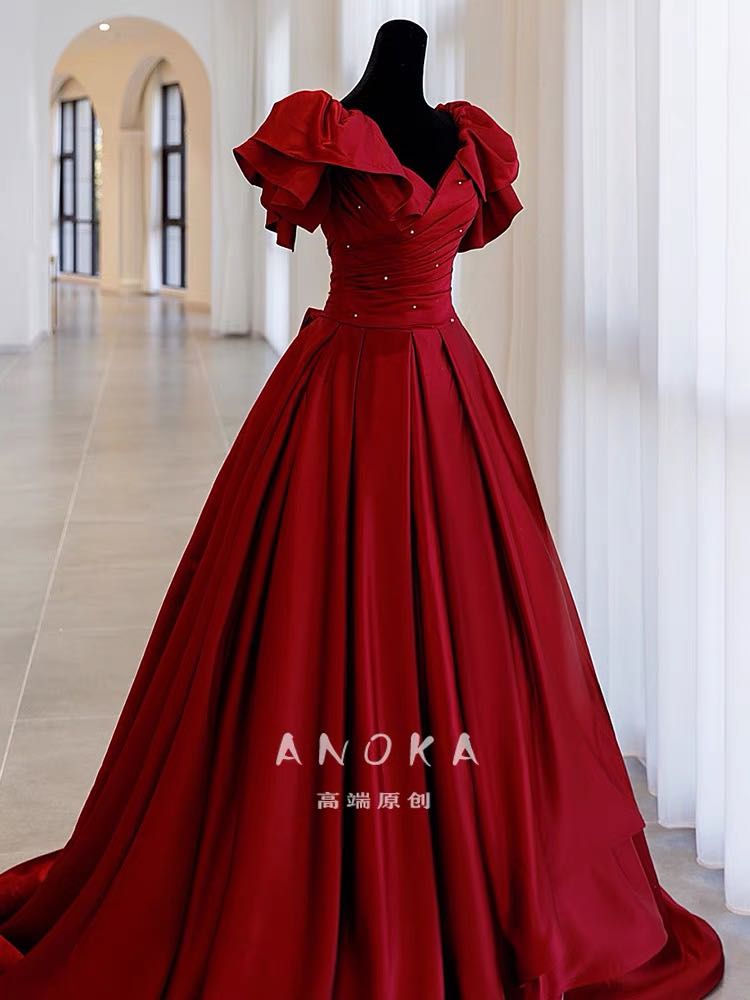 Red color gown online shopping on sale