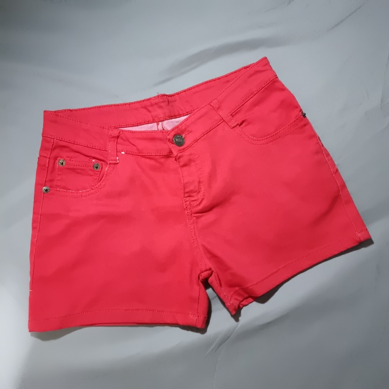 Red Denim Shorts, Women's Fashion, Bottoms, Shorts on Carousell