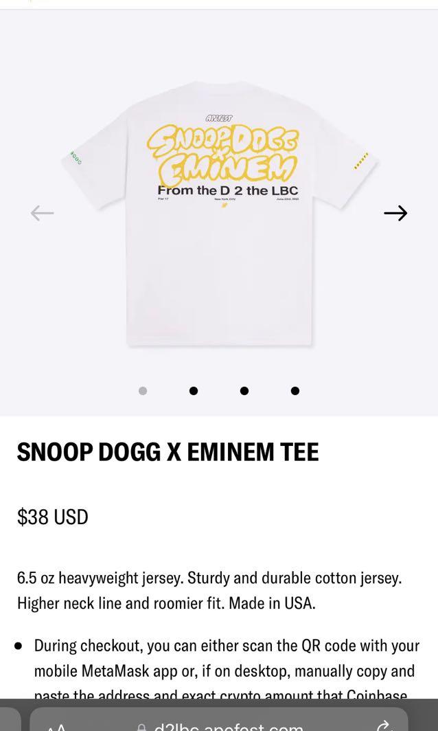 Snoop dogg X Eminem tee apefest, 男裝, 上身及套裝, T-shirt、恤衫 