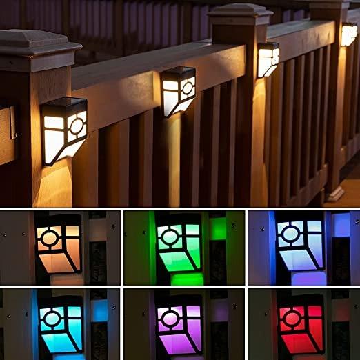 Solar Fence Lights Outdoor Step Wall Lights LED Fence Solar Lights Waterproof Garden Solar Deck Lights for Post Patio Step Stairn Pathway or Yard Christmas Decoration Black M, 4 Pack 