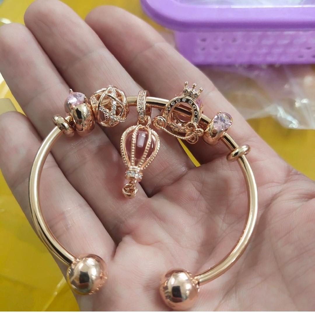 SUPER SALE PANDORA AUTH MOMENTS OPEN BANGLE CHARM SET Women s Fashion Jewelry Organizers Bracelets on Carousell