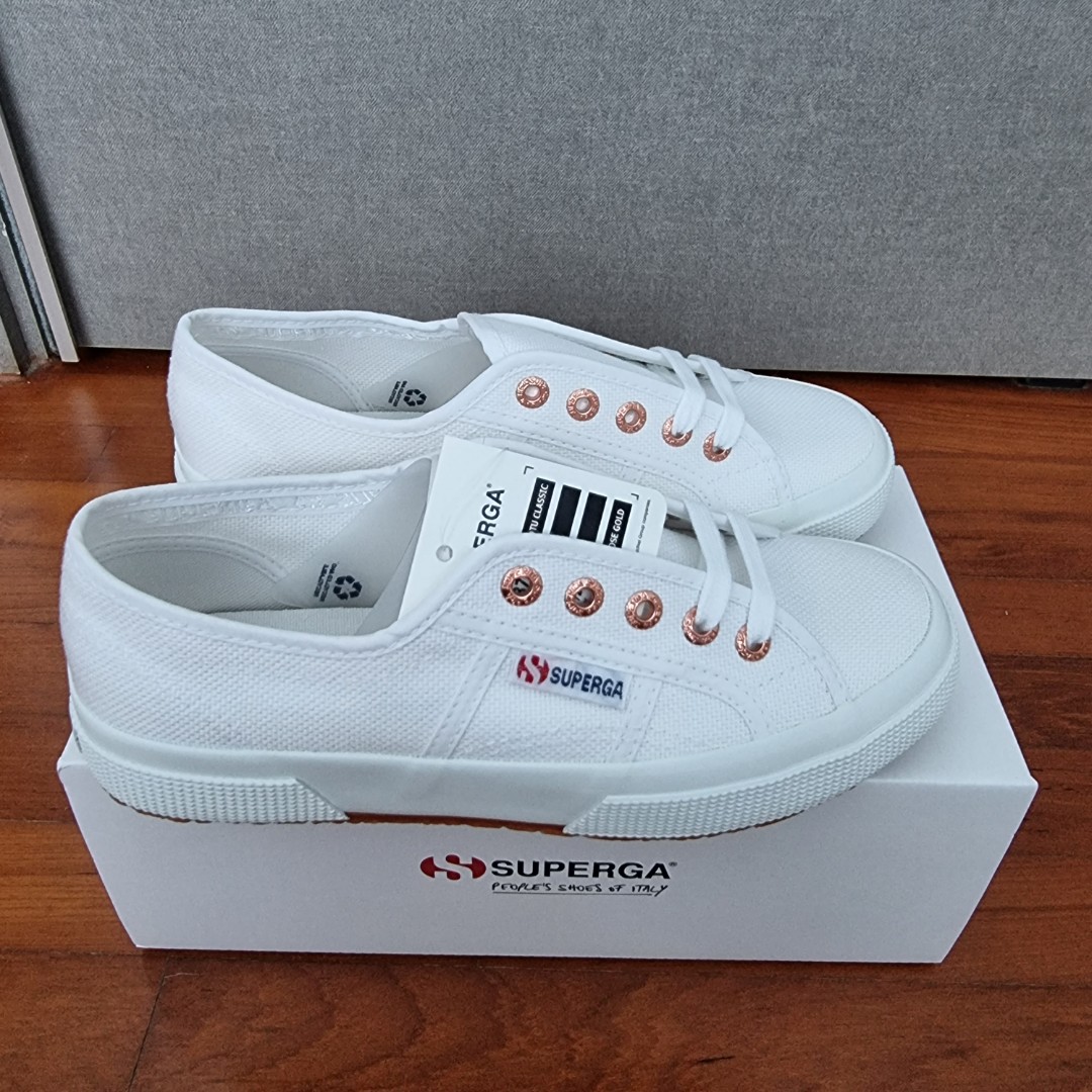 Superga classic white outlet rose gold