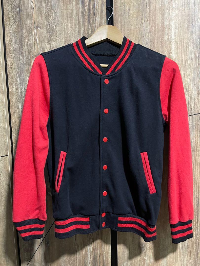 Red and discount black baseball jacket