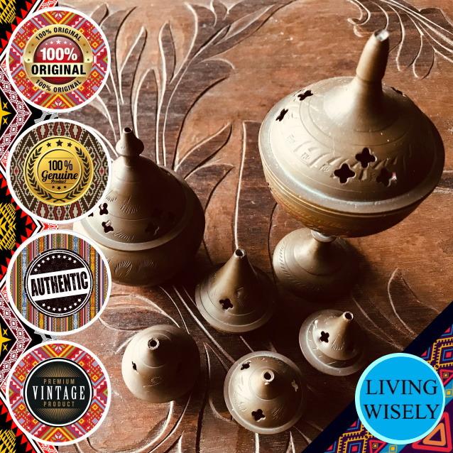 Vintage Indian Brass Cone Incense Burner Set, Hobbies & Toys