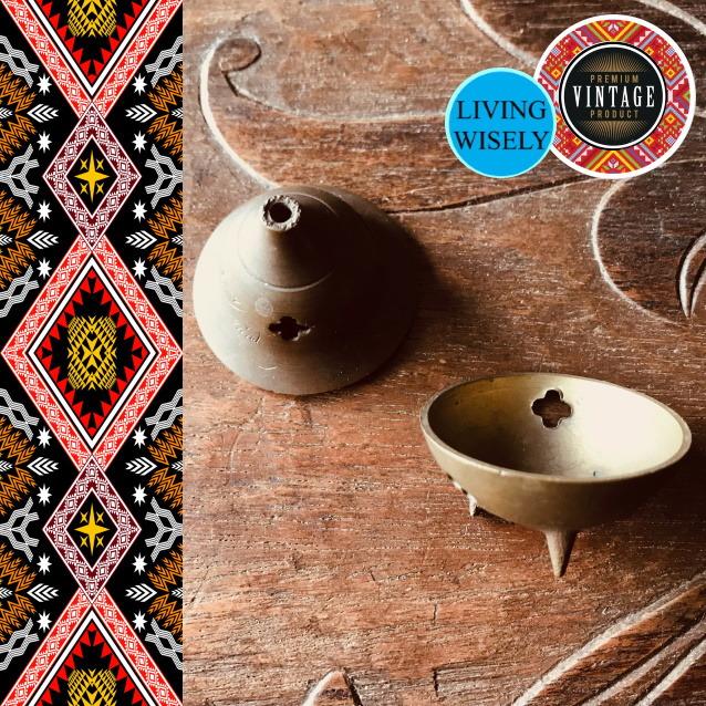 Vintage Indian Brass Cone Incense Burner Set, Hobbies & Toys