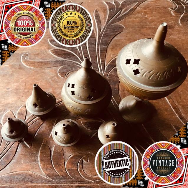 Vintage Indian Brass Cone Incense Burner Set, Hobbies & Toys