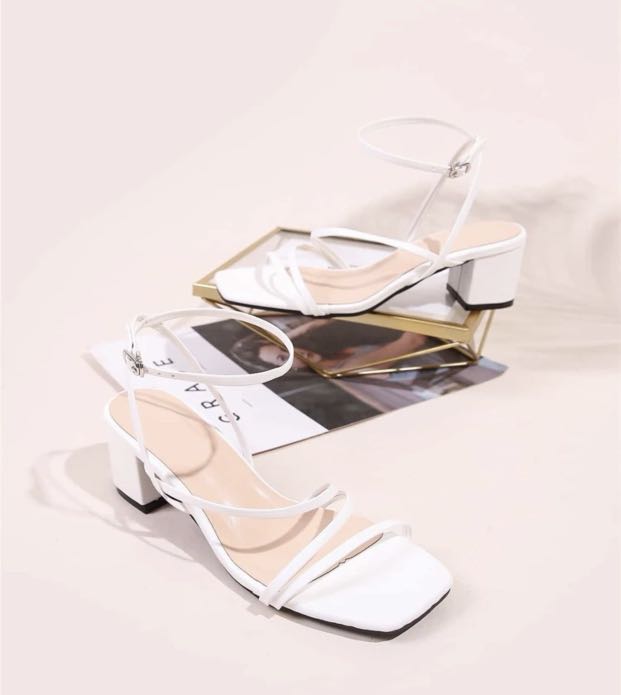 white strappy heels