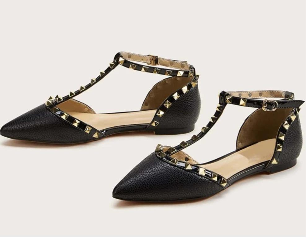 Spiked flat shoes hot sale