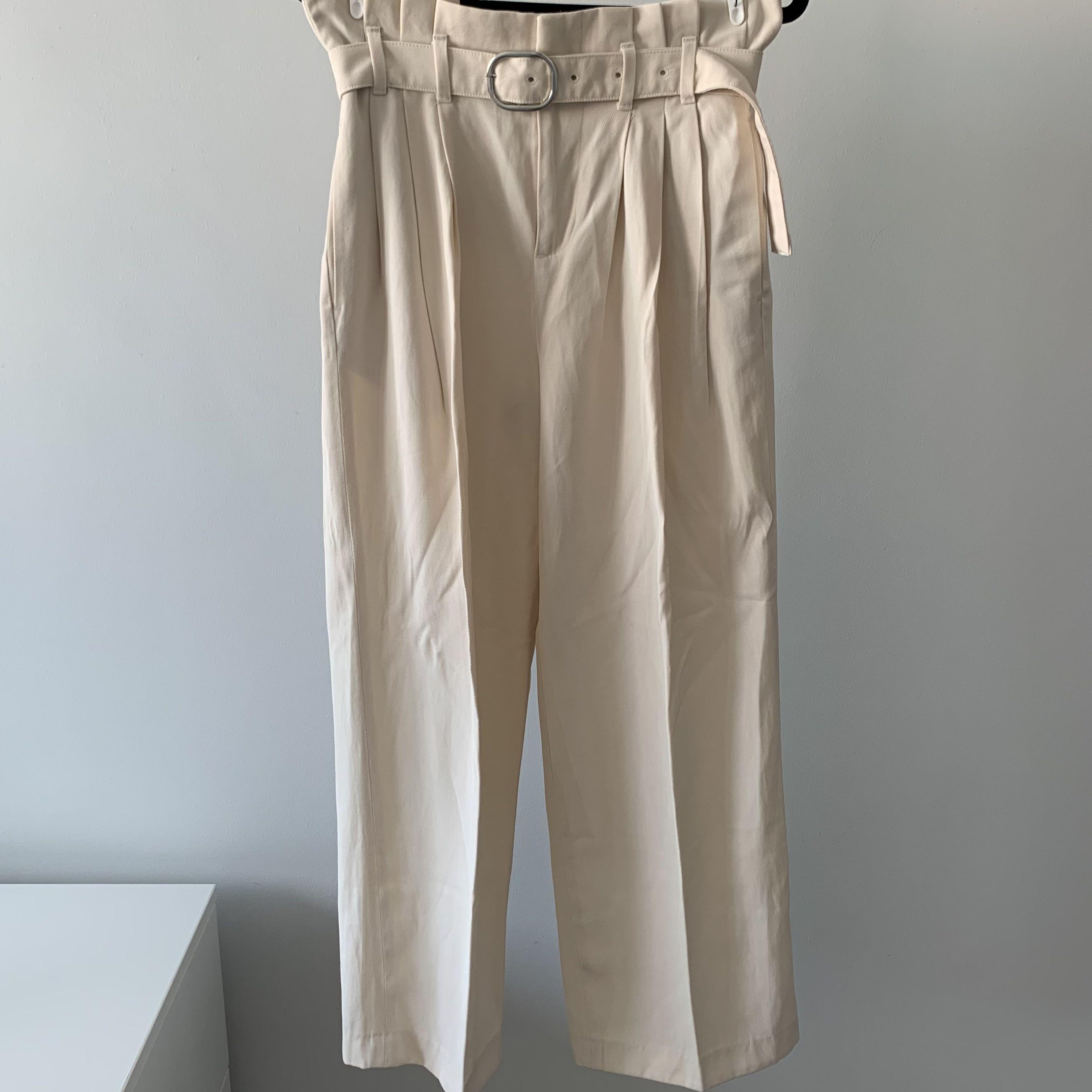 ZARA Belted High Waisted Paperbag Trousers