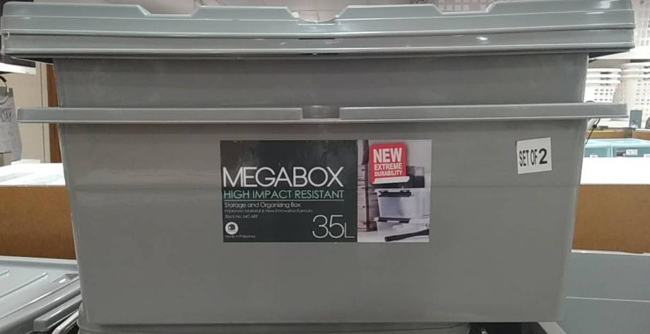 120L Megaboxes Storage Boxes Colored Gray (Category: Storage Boxes & Baskets) located in Quezon City. Submitted by uno_store (Listing ID 1169487331, Image 3). Description: Megabox 120L Colored Gray -durable -100% authentic -brand new P 785 (size: L65.5/W45.0/H26.5cm) 70L - 755 high impact resistant 95L - 845 high impact resistant 95L - 895 PP PLASTIC (size: L67.6/W47.8/H41.0cm) 120L - 1045 PP plastic (size: L72.3/W52.0/H44.0cm) 155L - 1145 PP pla