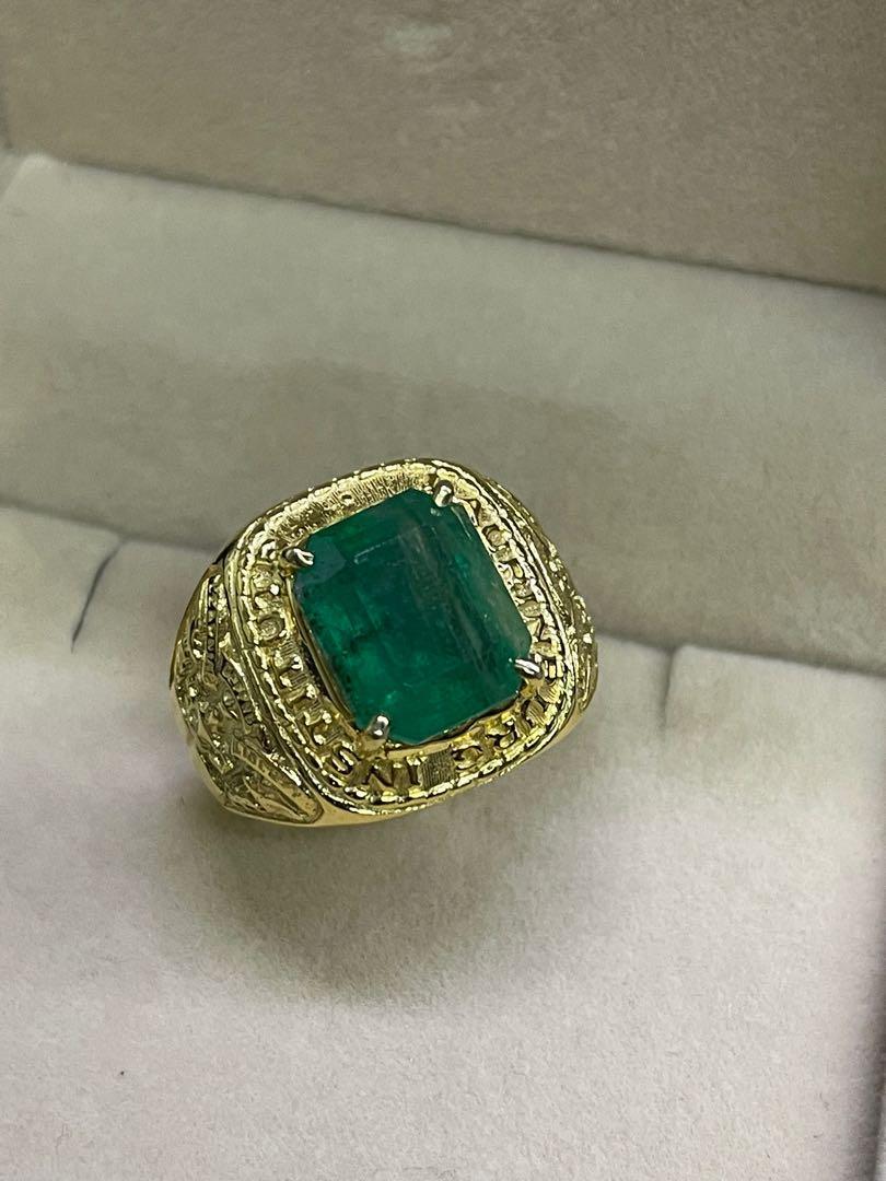 Mens 14k gold emerald rings top