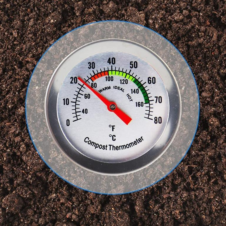 1528) Compost Thermometer Stainless Steel Dial for Home and Backyard