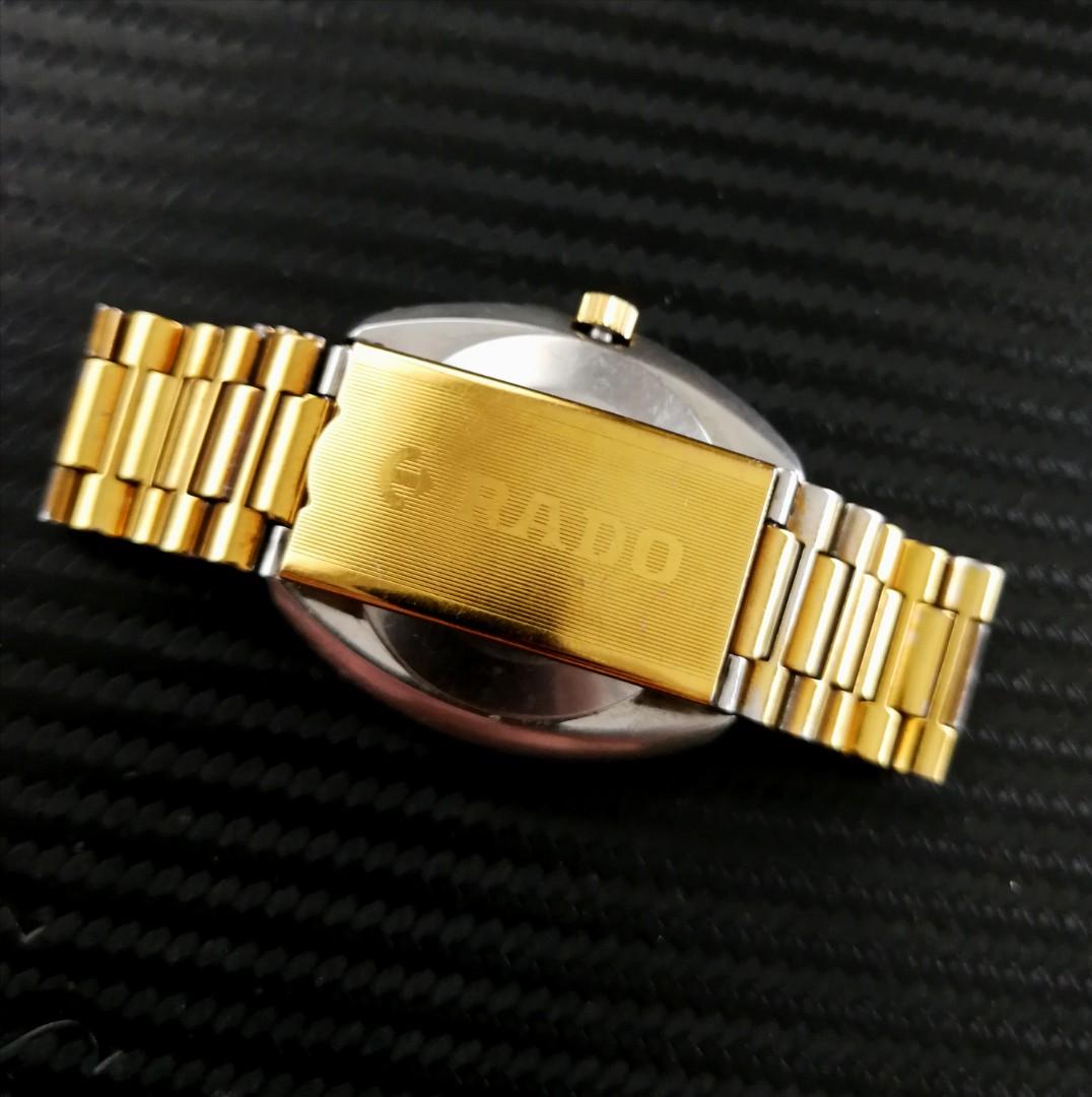 Automatic Rado Diastar Gold (Category: Luxury Watches) located in Manila. Submitted by closetzoneph (Listing ID 1169576356, Image 2). Description: Automatic Rado Diastar Gold P20,000 Description: - All original watch head & signed crown - Scratch resistant sapphire glass - Rado steel bracelet (approx 7 inches) - Day Date at 6'oclock (Quickset) - Approx 35 x 42mm (lug to lug w/o crown) 18mm lug width Movement: - Swiss made movement - Very good run