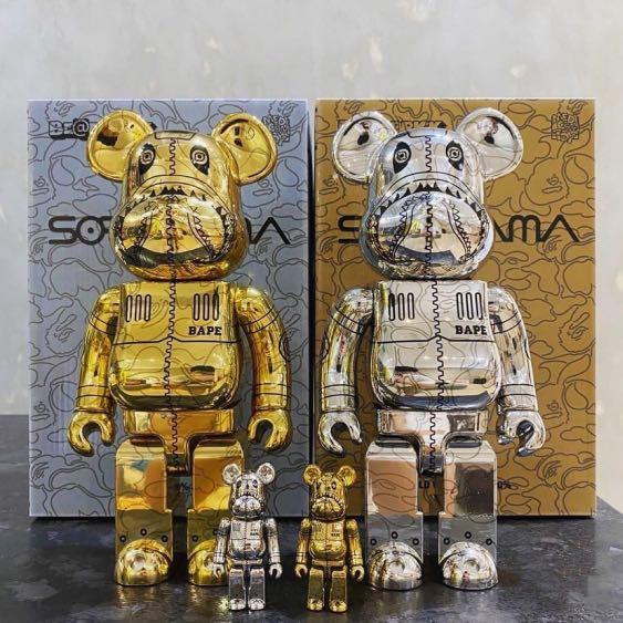 全新）BEARBRICK SORAYAMA BAPE CAMO SHARK 400% x2 +100% x2 金銀SET