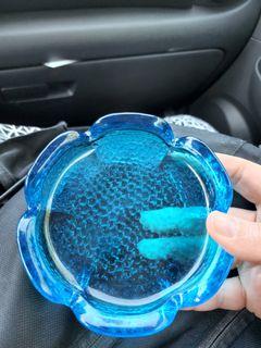 Blenko blue glass ashtray