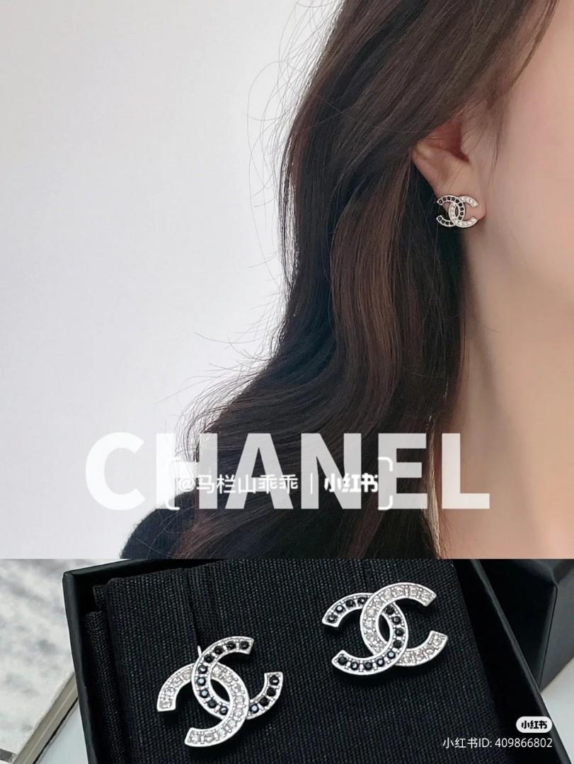 CHANEL Star Crystal CC Logo Large Stud Earrings  Dearluxe