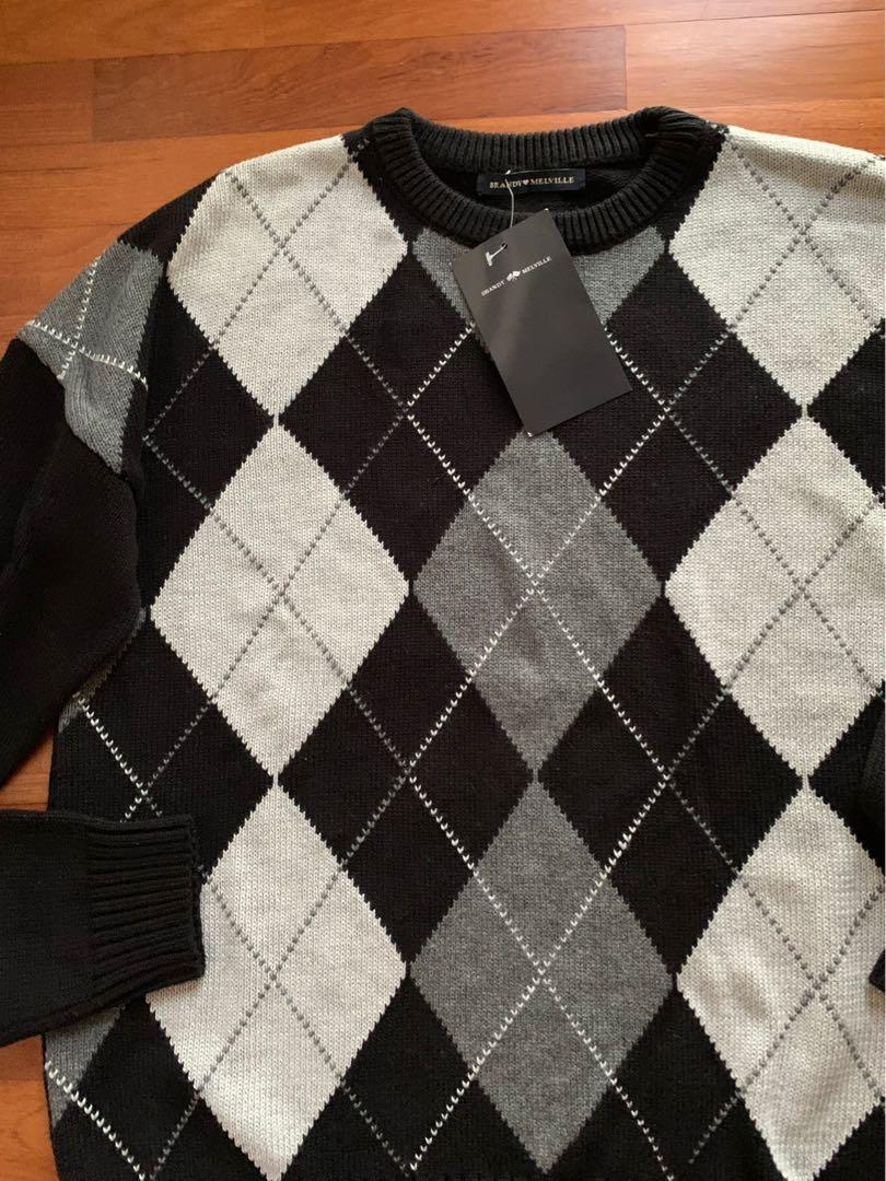 Brandy Bernadette Grey Argyle Sweater 