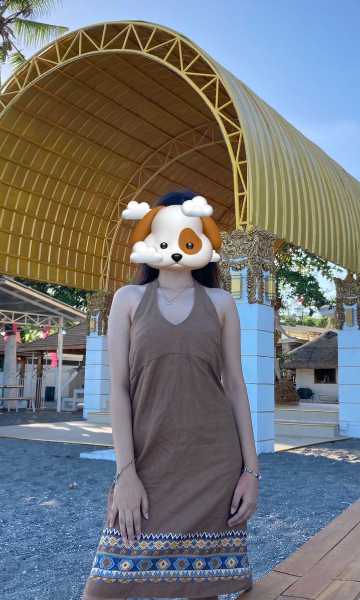 Brown Halter Summer Dress (Category: Dresses) located in Cavite. Submitted by mailed (Listing ID 1169464460, Image 1). Description: - backless - perfect for summer, beach, dates - once used by me - thick fabric - P180 - ONE OF MY FAVES ITS SO PRETTY MOST ESP THE DETAILS & MATERIAL - perfect for s-m frames - loc: cavite, mop: gcash, mod: gogo express direct, sh o pee checkout (shipping ONLY) - visit my profile for more pre loved clothes, jackets, 