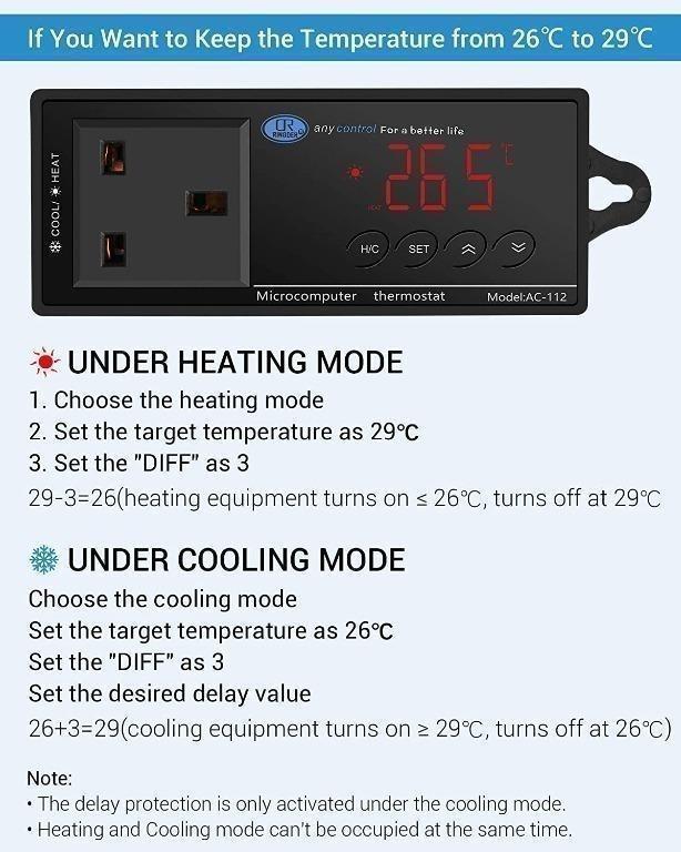 [C7633] NICREW Digital LED Heating and Cooling Temperature Controller