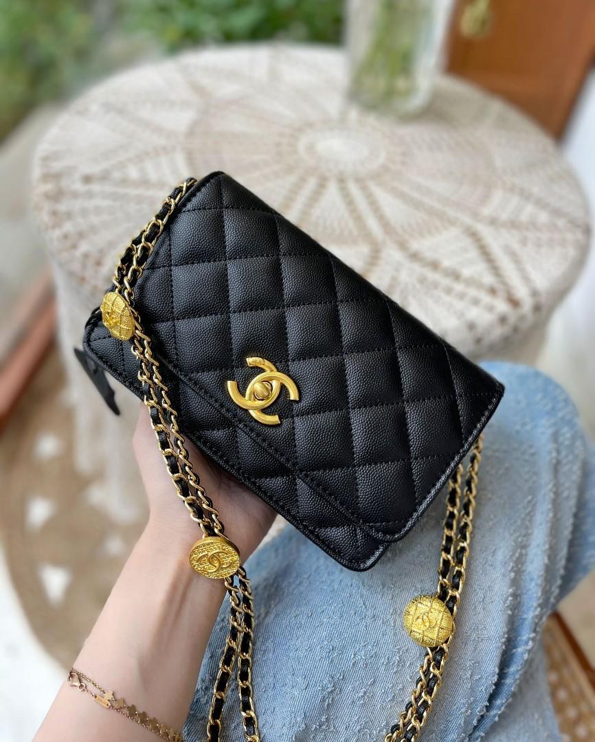 CHANEL Caviar Quilted Wallet on Chain WOC Black 1303693