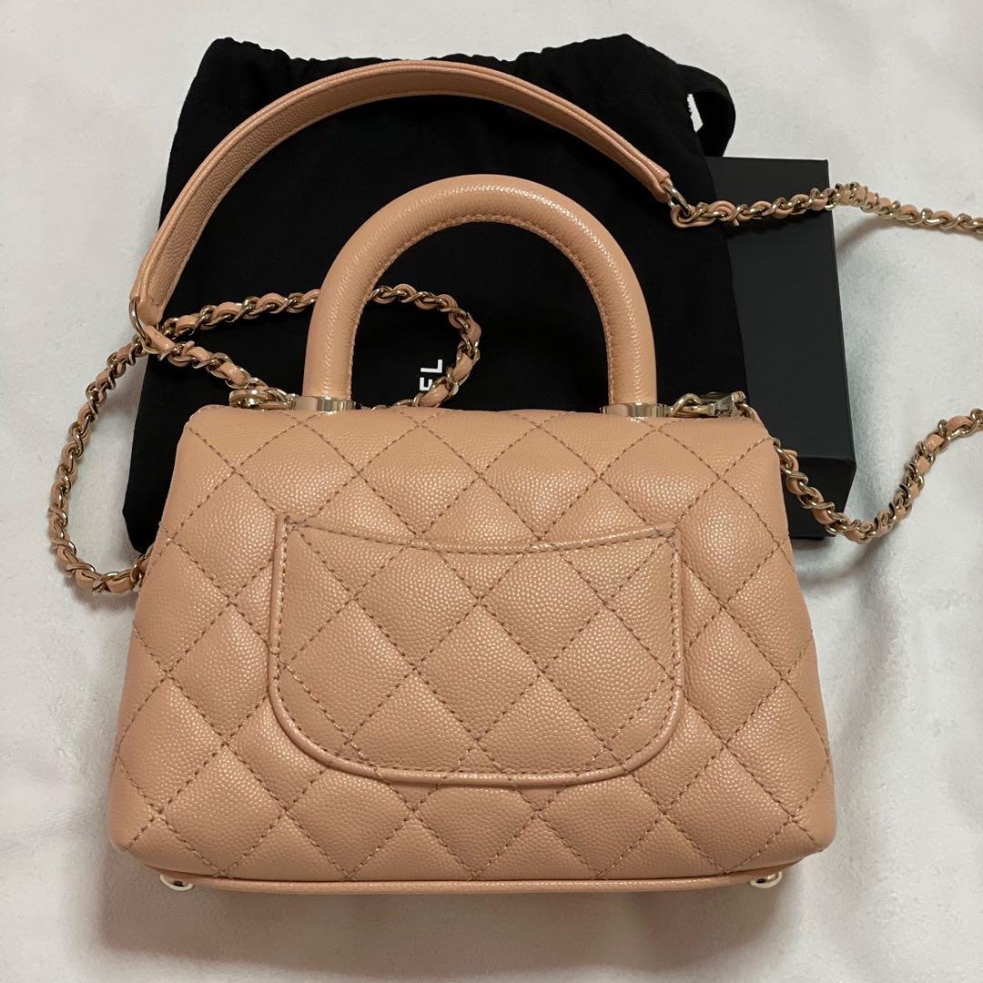 Chanel mini coco handle beige color, 名牌, 手袋及銀包- Carousell