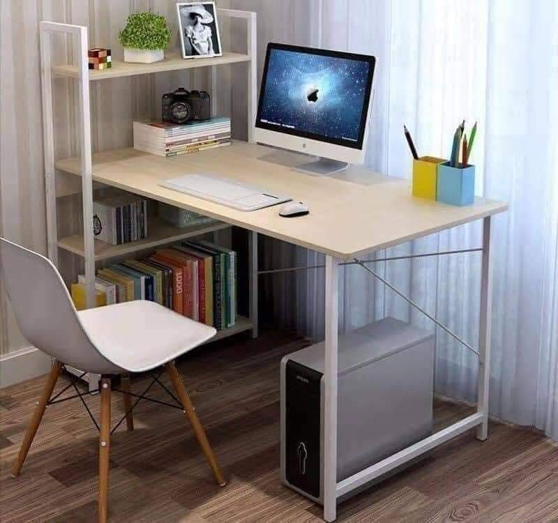 Computer table with metal frame and book shelf, Furniture & Home Living ...