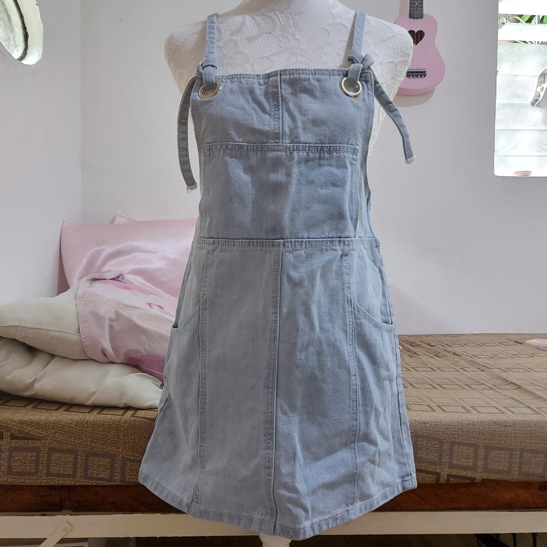 Denim romper skirt, Women's Fashion 