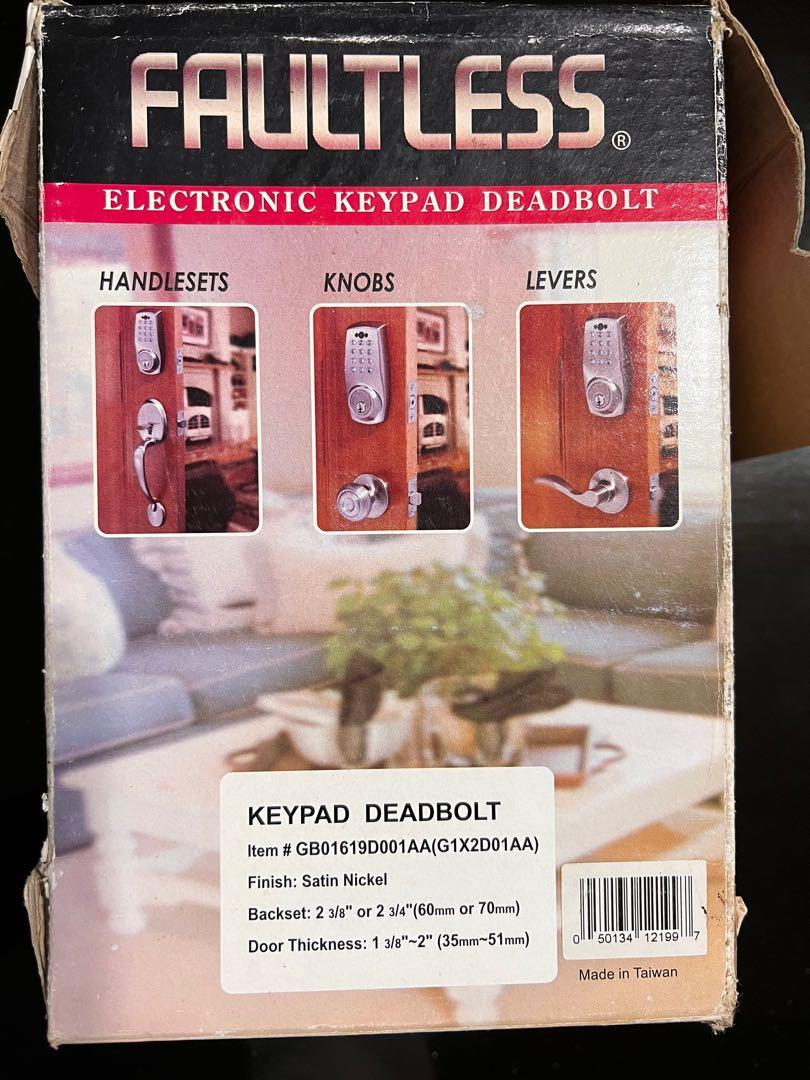 Faultless electronic keypad deadbolt, Furniture & Home Living, Security