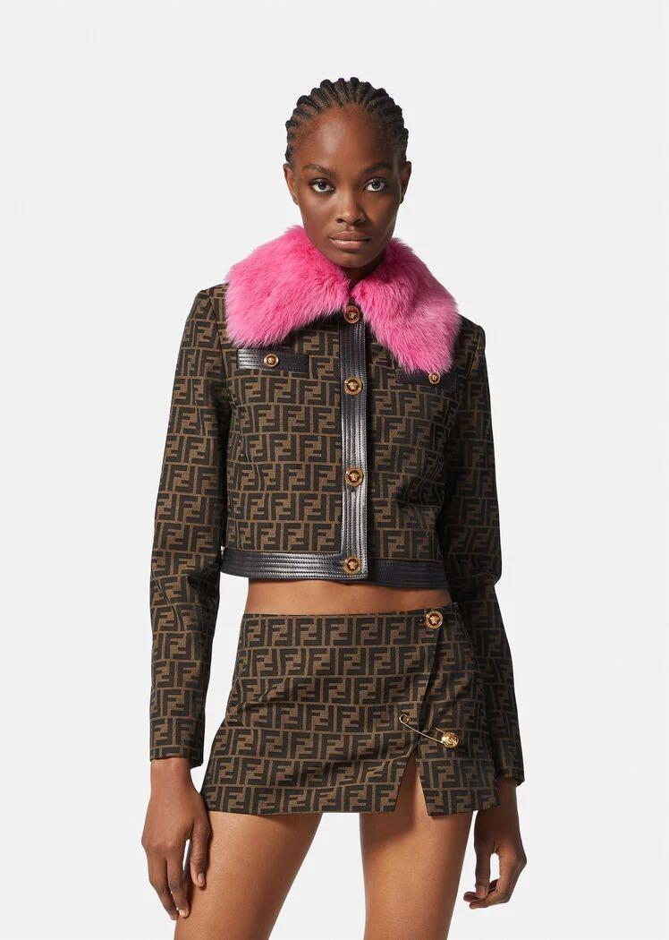 Fendi Fendace FF Faux Fur Jacket Brown/Pink - SS22 - US