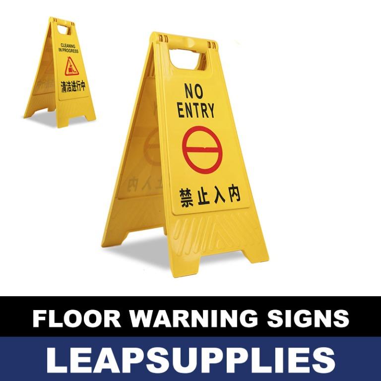 1X Professional Wet Slippery Floor Cleaning Warning Sign Warning Both Sides 