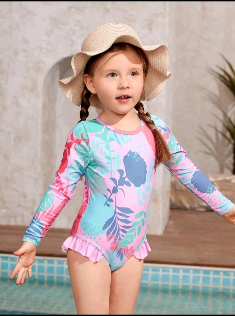 Floral pink ruffle swimsuit