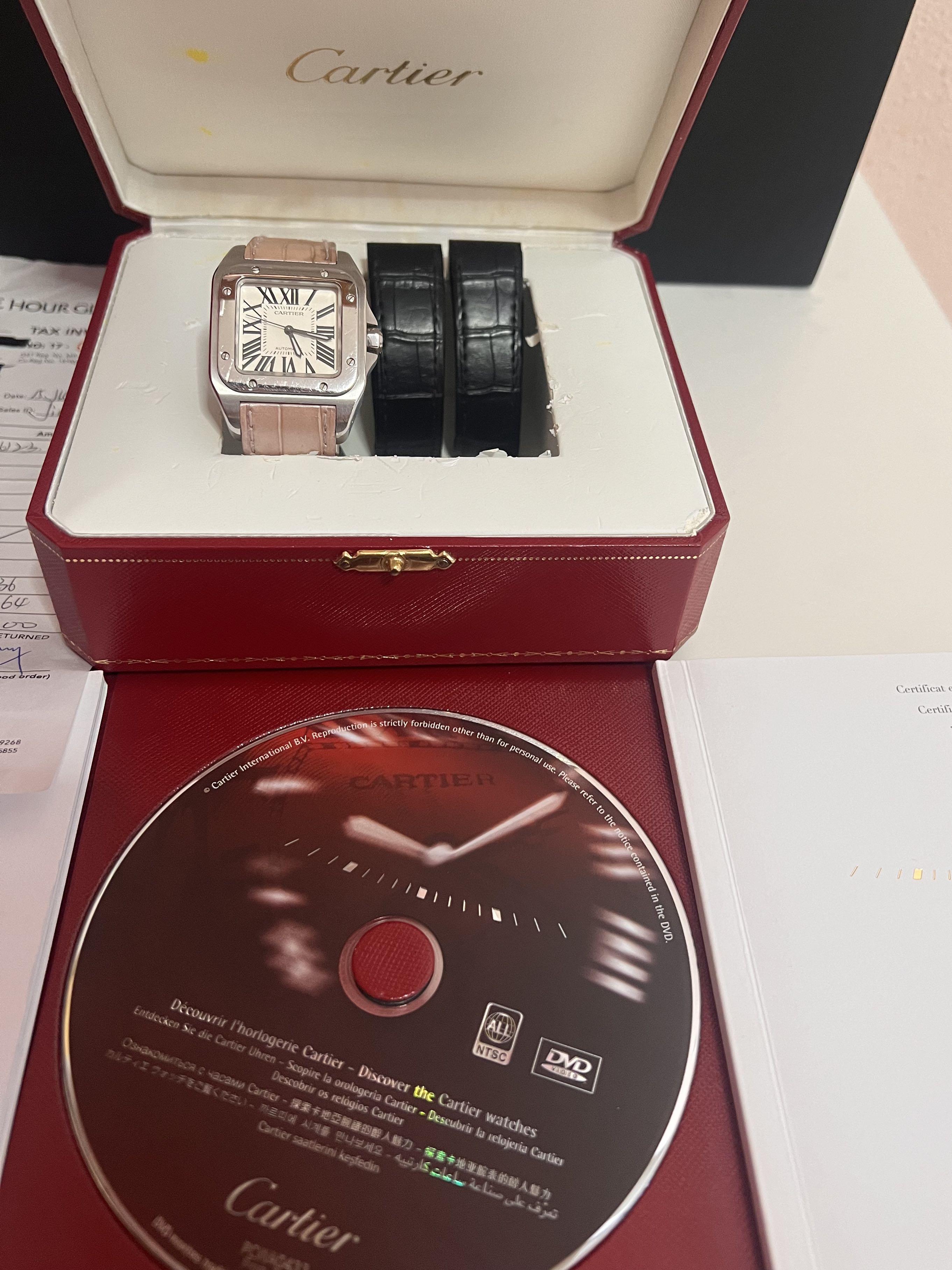 Full set receipt Authentic CARTIER SANTOS Medium 100 Automatic