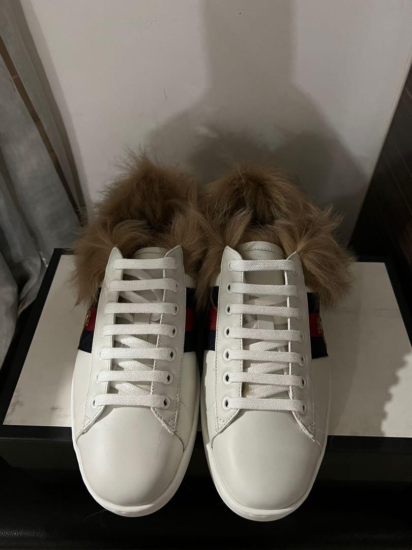 Gucci Ace Sneaker With Fur, Men'S Fashion, Footwear, Sneakers On Carousell