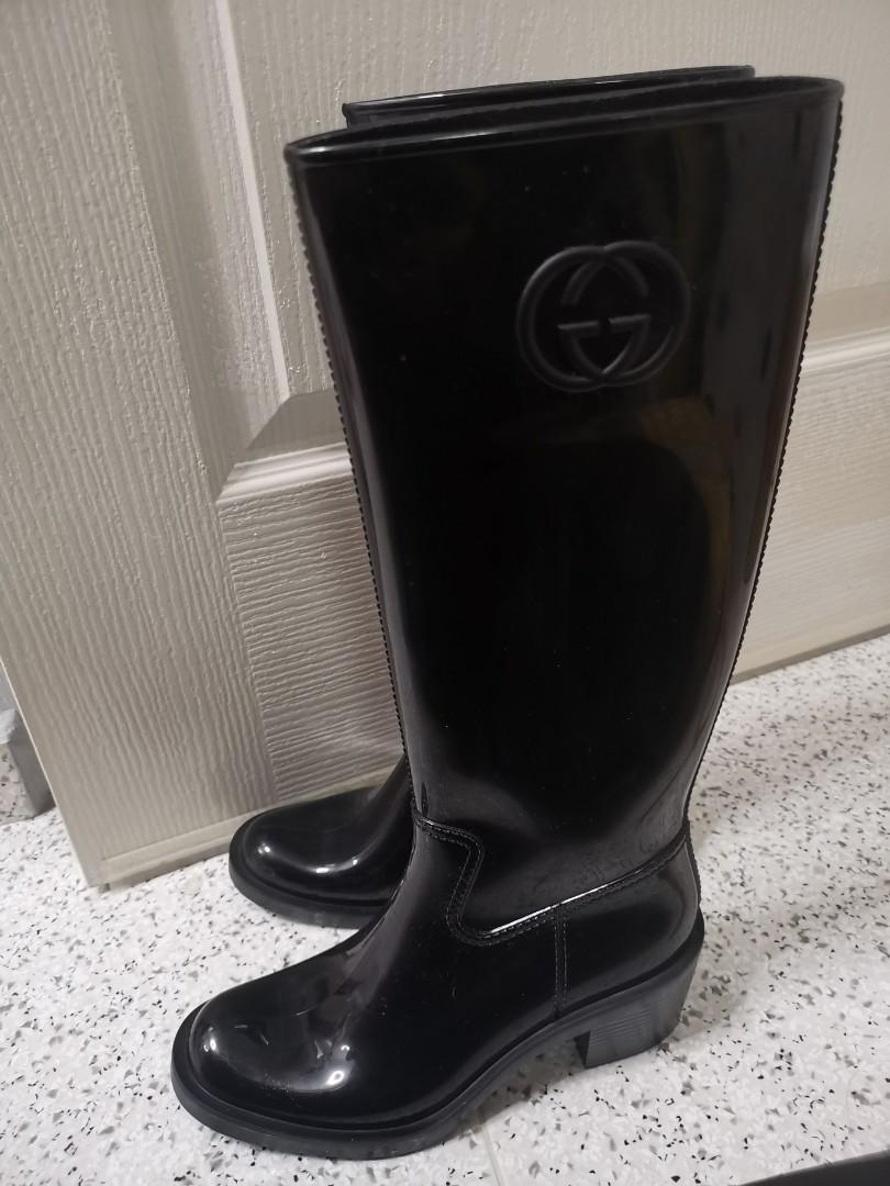 Black gucci rain boots discount