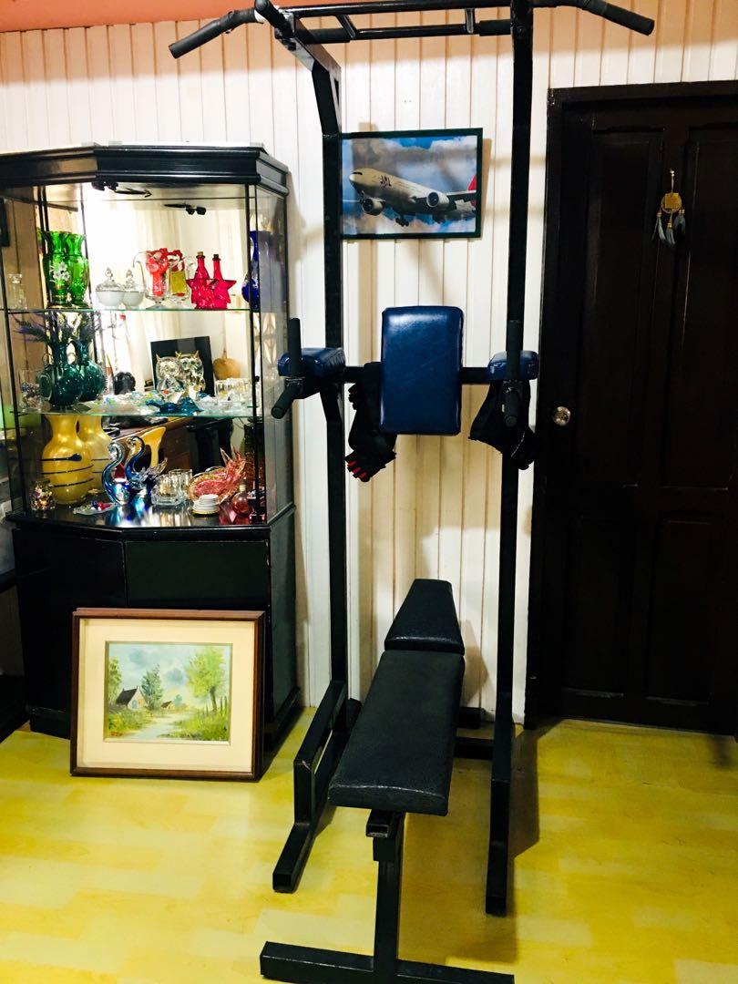 Gym bench and pull up station (Category: Weights & Dumbbells) located in Quezon City. Submitted by akieo (Listing ID 1169514604, Image 1). Description: For sale: Heavy duty gym equipment Gym bench ( inclined flat ) 5k only Pull up station 7,000 only Qc area Nationwide shipping .