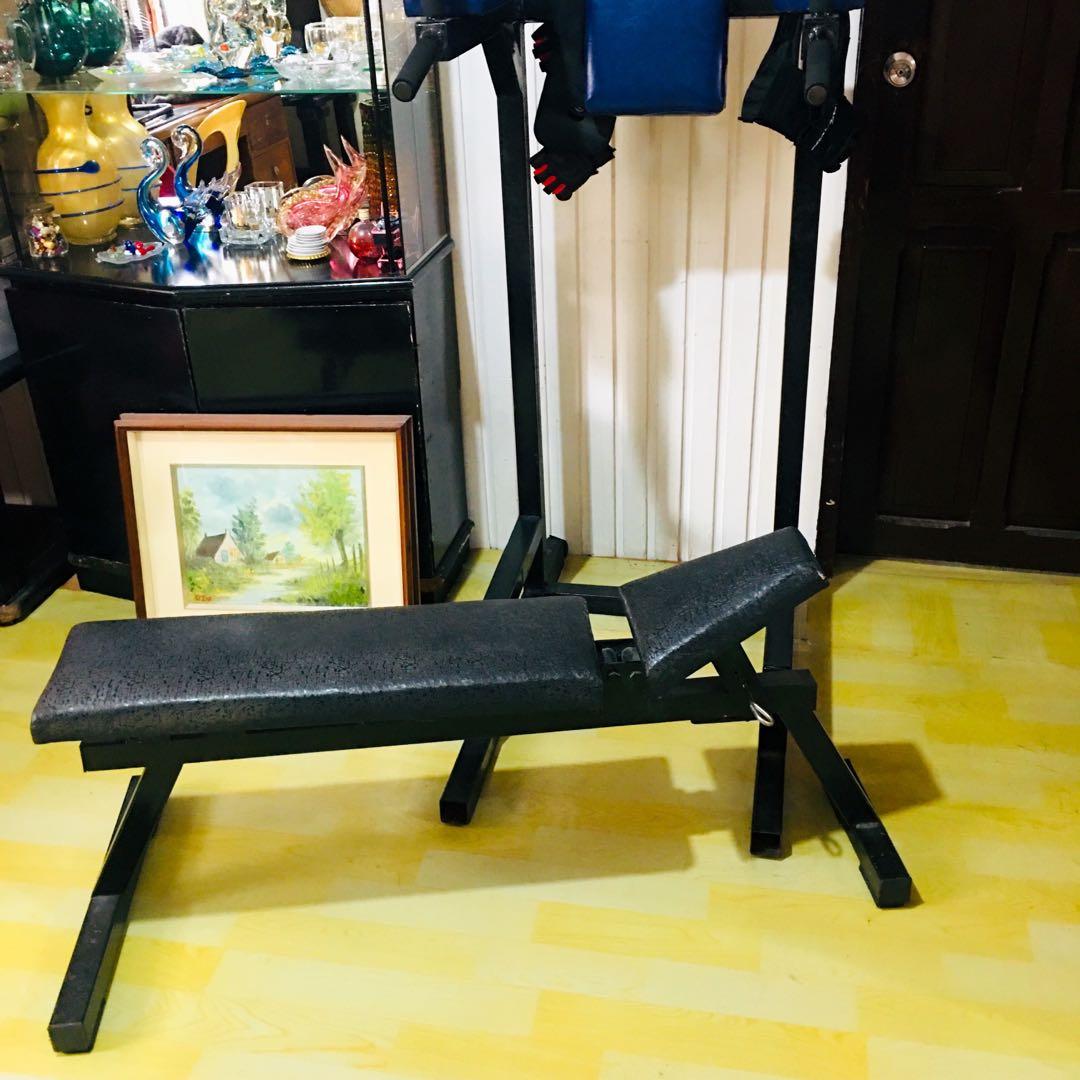 Gym bench and pull up station (Category: Weights & Dumbbells) located in Quezon City. Submitted by akieo (Listing ID 1169514604, Image 2). Description: For sale: Heavy duty gym equipment Gym bench ( inclined flat ) 5k only Pull up station 7,000 only Qc area Nationwide shipping .
