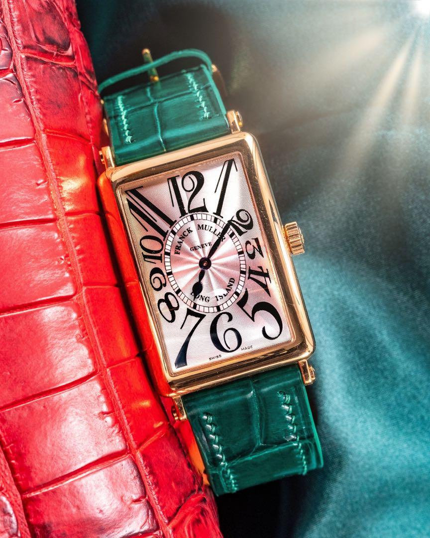 Handmade Handstitched Watch Strap in Green Crocodile Leather For