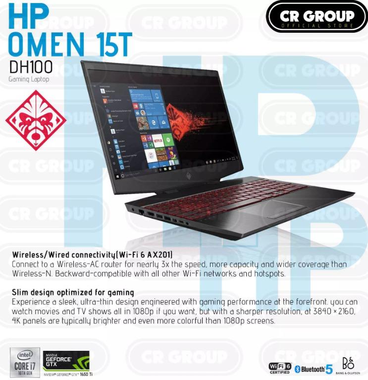 Hp Omen 15t Dh100 I7 10750h 16gb 1tb Hdd 256gb Ssd Nvidia Geforce Gtx 1650ti 156 Fhd 8987