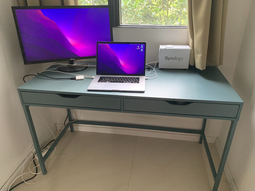 IKEA ALEX Desk grey turquoise 132x58 cm