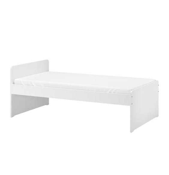 Ikea Single Bed + Mattress Set Slakt/Asvang White 90x200cm