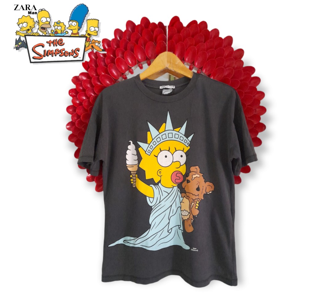 Kaos Zara The Simpsons Maggie Fesyen Pria Pakaian Atasan di