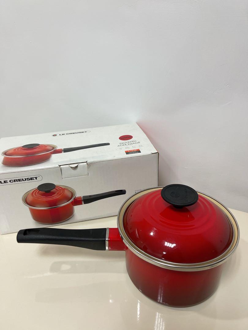 【Le Creuset】琺瑯單柄調理鍋16cm(櫻桃紅)_全新