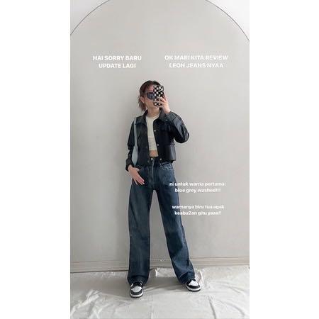 Leon Double Button Jeans in Blue washed