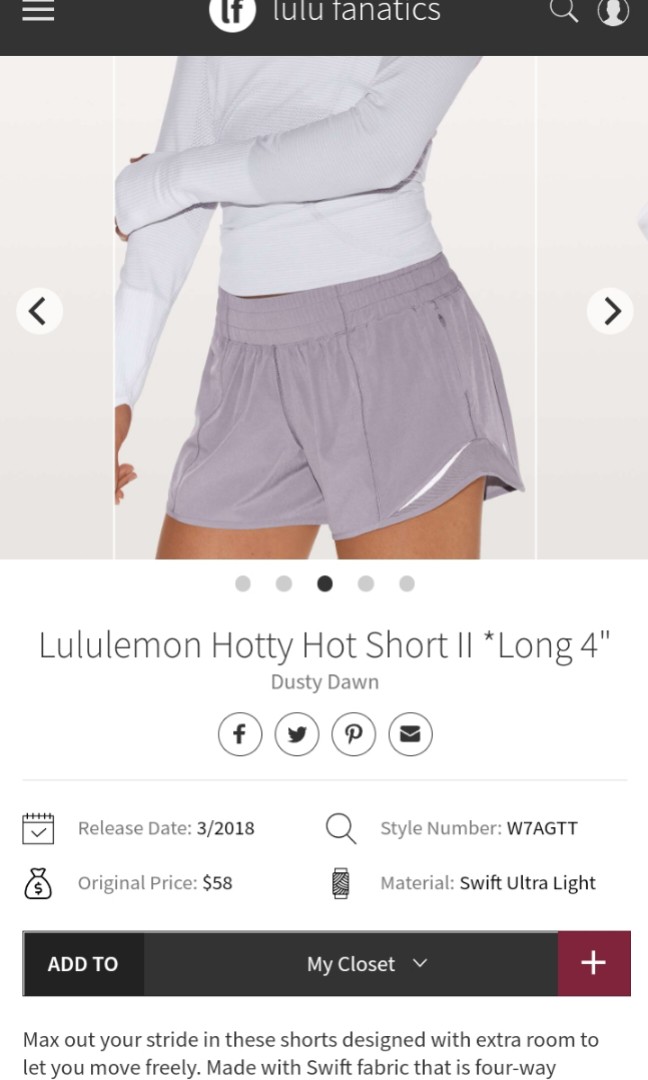 Lululemon Hotty Hot Short - size 6, Women's Fashion, Activewear on Carousell