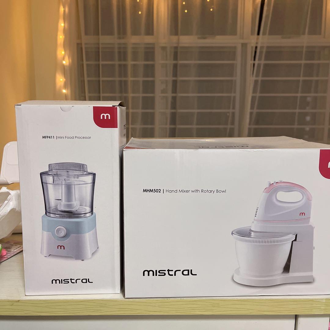 Mistral Hand Mixer with Rotary Bowl / Mini Food Processor, TV & Home