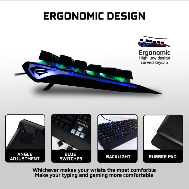 (MKA-9C Pro Psycheagle Blue Switch Mechanical Gaming Keyboard With 9 ...