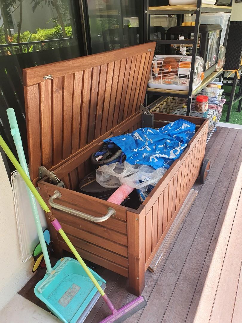 Outdoor storage bench with Wheels (IKEA APPLARO), Furniture & Home