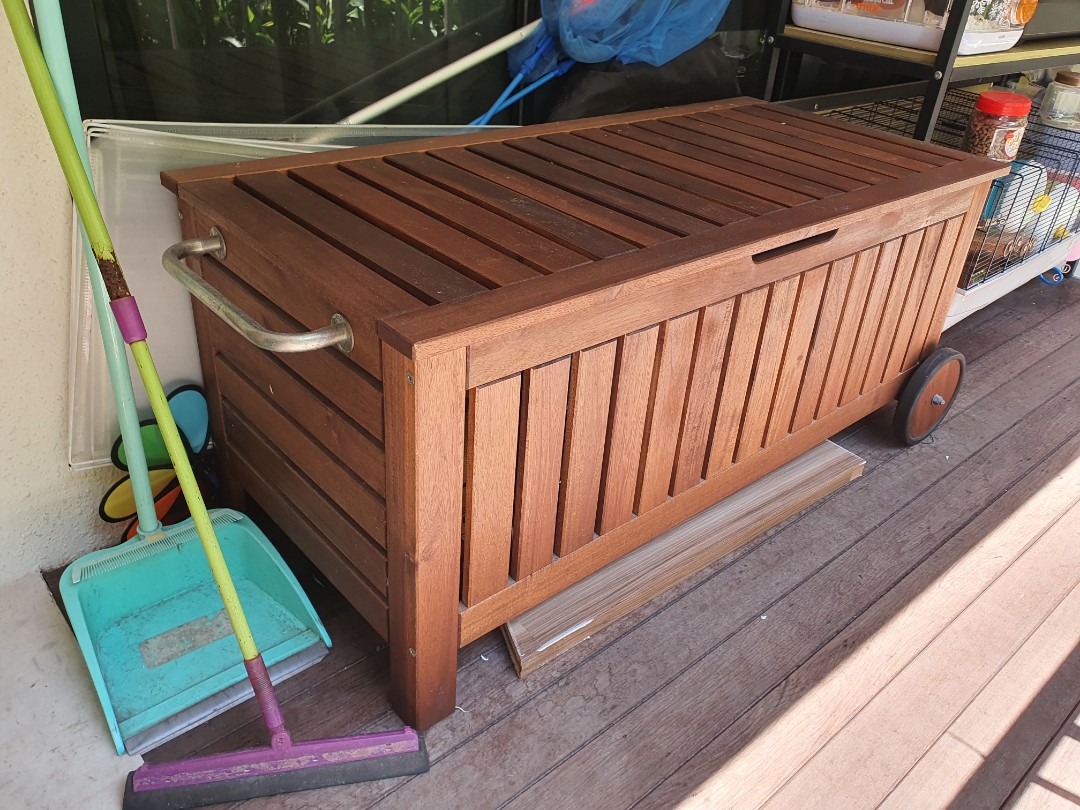 Outdoor storage bench with Wheels (IKEA APPLARO), Furniture & Home
