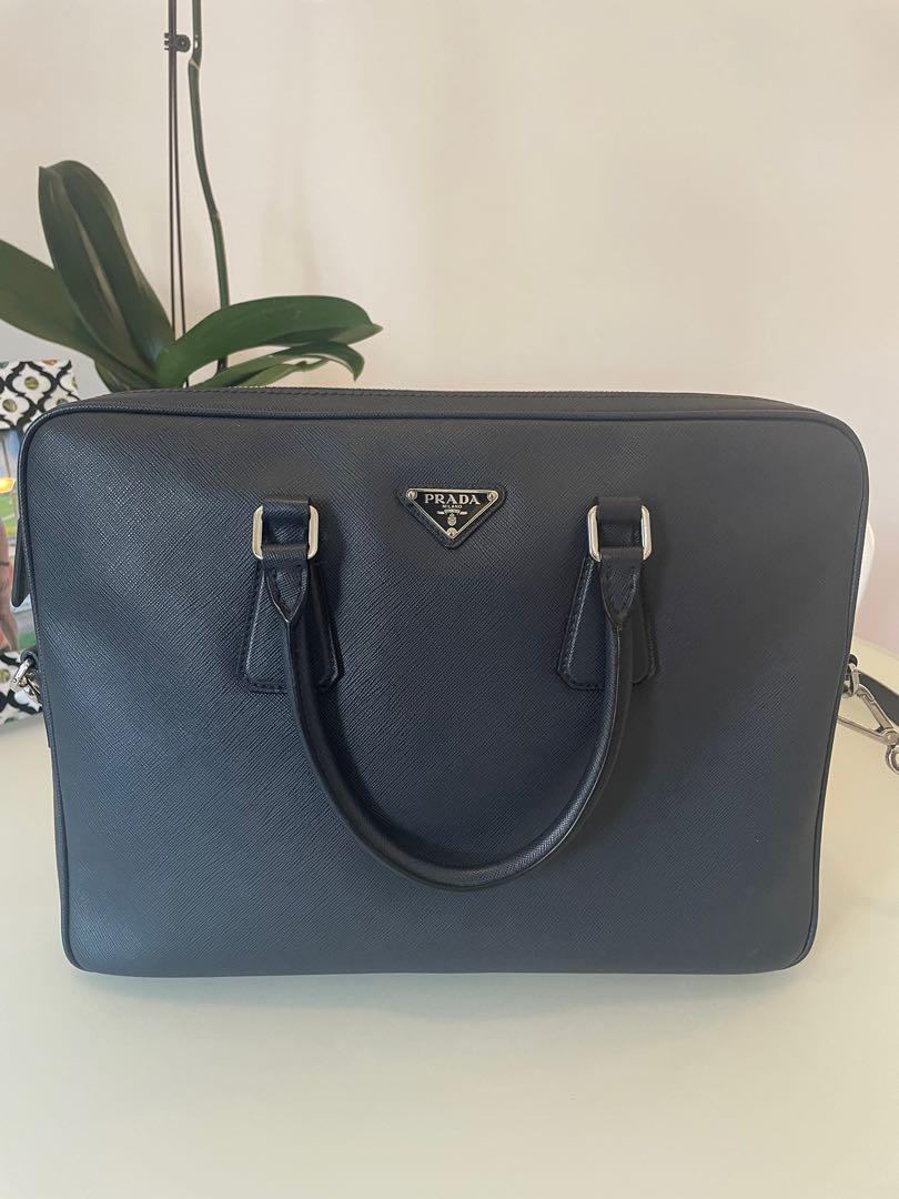 Prada Gray Medium Saffiano Brique Bag Grey Leather Pony-style