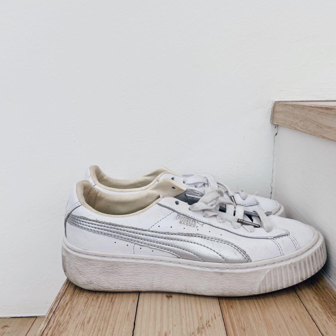 Puma basket platform silver online